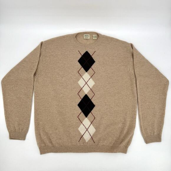 VTG 80s St Johns Bay Oversized Argyle Sweater Mens XL 100% Washable Lambswool - Picture 6 of 6